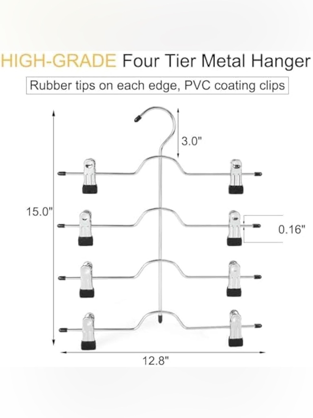 4 Tier Metal Hanger space saving clips Skirt Legging Top Organizer TOPIA CT20B